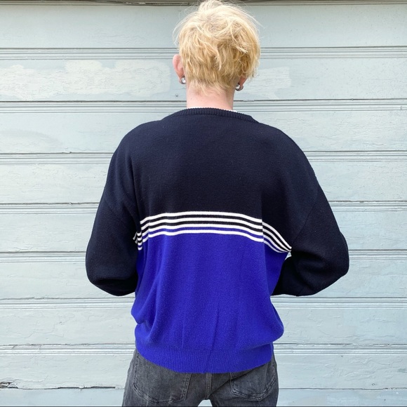 Purple & Black Colorblock 90s Sweater - Picture 4 of 4
